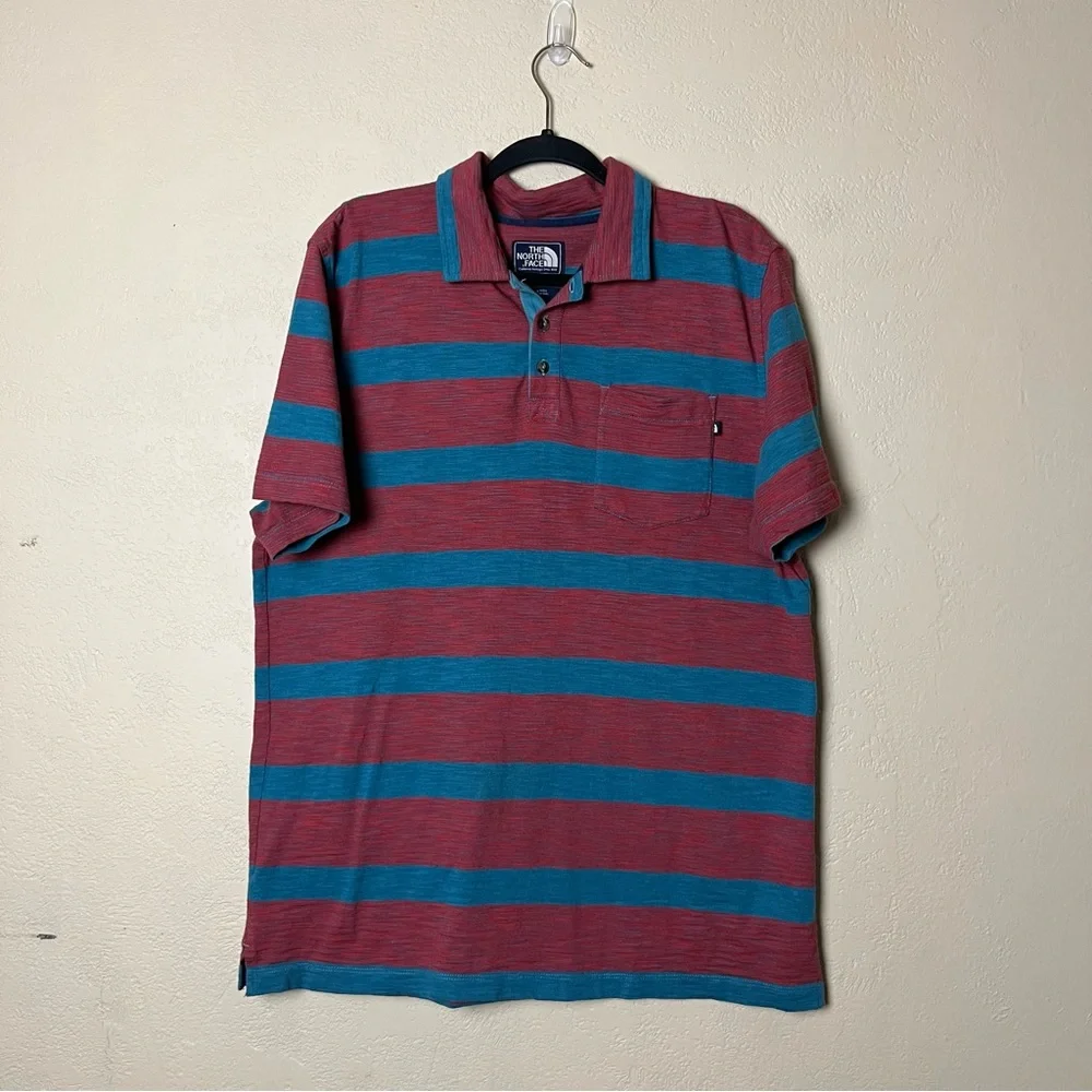 The North Face Lot Of 2 Polo Shirt Mens Large Striped Cotton Outdoors Size Large